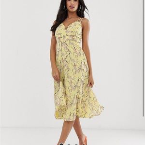 Yellow Floral Midi Dress